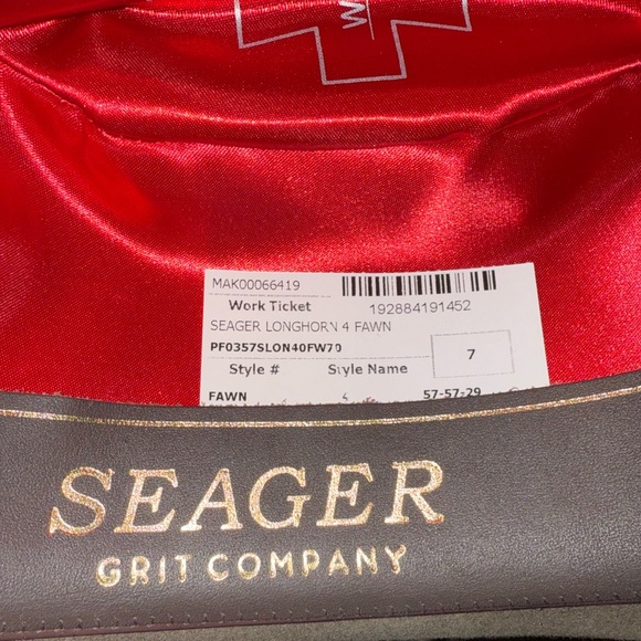 Seager Grit Company x Stetson 4x Longhorn Fawn size 7 (56)